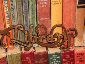 library sign decor antique room old scroll victorian vintage 3d print model - Mito3D