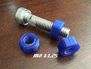m8 125 nut parts hex 3d print model - Mito3D