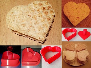 a forma di cuore cookie croque monsieur cutter cibo bevanda 3d print model - Mito3D