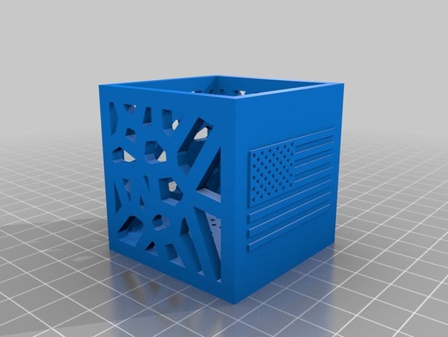 drapeau des états-unis carré 50x50x50mm 3d de l'impression américain la boîte le bureau zone usa 3D print model - Mito3D