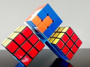 triple rubiks cube de pie organización la colección titular curvas puzzle 3d print model - Mito3D