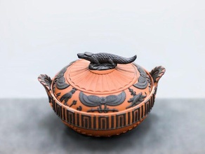 wedgwood sugar bowl c1805 scans replicas crockery crocodile history maas collection museum steampunk wedgewood 3d print model - Mito3D