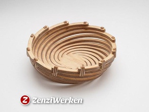 bend spiral bowl cnclaser kitchen dining cnc router lasercut plywood stepcraft zenziwerken 3d print model - Mito3D