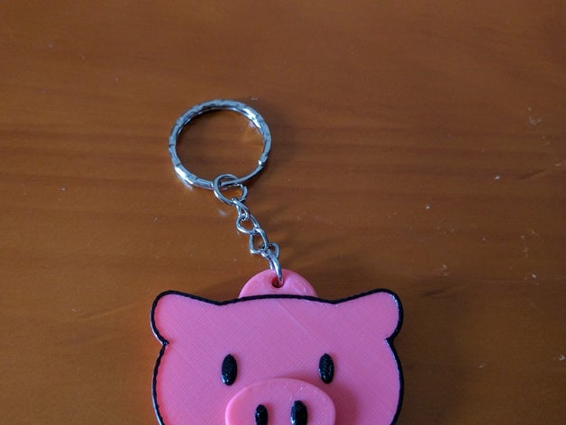 pig keychain keychains animal animals cochon cochonnet farm farming keys key chain 3D print model - Mito3D