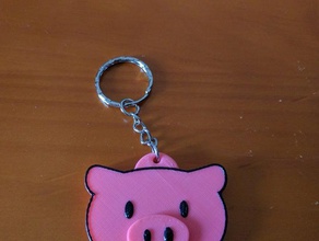 pig keychain keychains animal animals cochon cochonnet farm farming keys key chain 3d print model - Mito3D