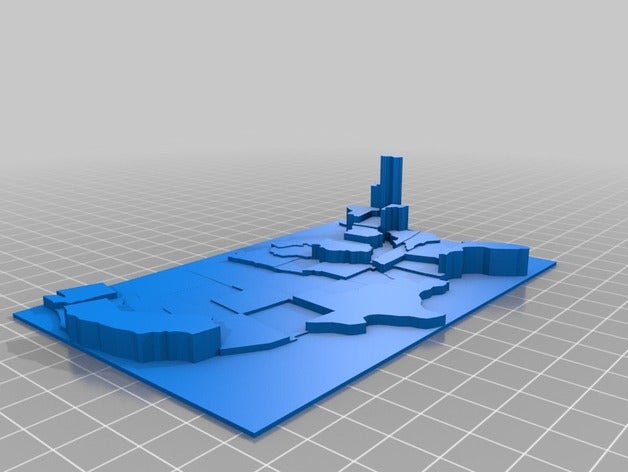 il mio personalizzato contigui stati uniti prisma mappa di apprendimento 3D print model - Mito3D