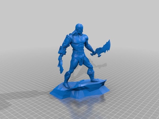 kratos, il dio della guerra sculture lama del caos carattere gioco playstation video personaggio dei videogiochi 3D print model - Mito3D