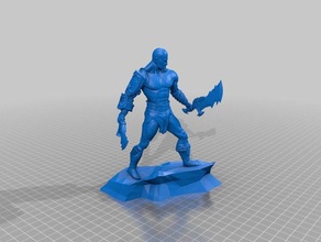 kratos, il dio della guerra sculture lama del caos carattere gioco playstation video personaggio dei videogiochi 3d print model - Mito3D