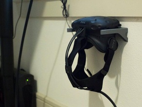 htc vive hmd minimalist wall mount computer hanger headset holder rest shelf tethered virtual reality vr 3d print model - Mito3D