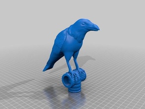 upright raven staff mounted games 3d print model - Mito3D