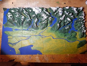 vancouver british columbia 3d topografik harita tarar kopyaları 3dmap haritalar abs google googlemaps Haritalar pla proteanman 3d print model - Mito3D