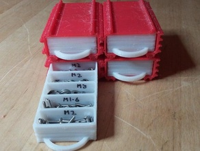 mini drawers tool holders boxes openscad slide slot together useful 3d print model - Mito3D