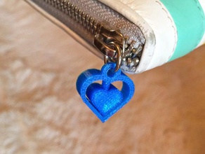 la filature de cœur charme porte-clés chaîne clé coeur pendentif tirette fermeture éclair les cœurs zipperpull 3d print model - Mito3D