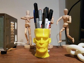 franky stuff holder containers candy dispenser cute frankenstein frankie halloween decoration hollow monster pen pencil scary vase 3d print model - Mito3D