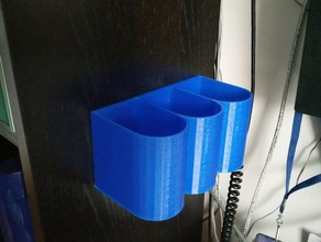 triple pencil holder organization wall mount 3d print model - Mito3D