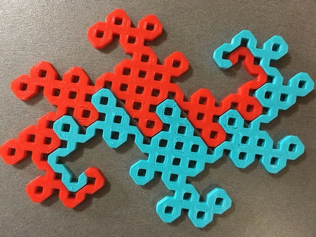 heighway dragon tile math mathematics tiles 3D print model - Mito3D