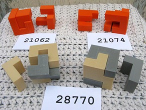 more 3 piece cube puzzles openscad 3d print model - Mito3D