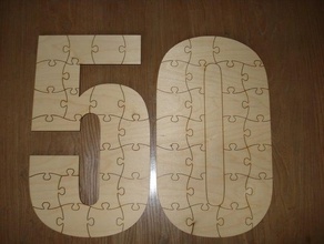 lasercut 50 ° compleanno di puzzle 3d print model - Mito3D