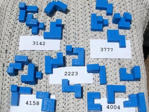four piece cube puzzles openscad 3d print model - Mito3D