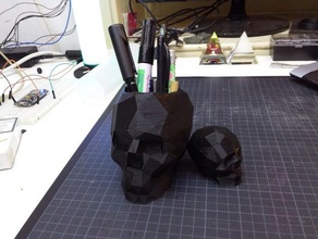 skull lowpoly pen holder biology penholder 3d print model - Mito3D