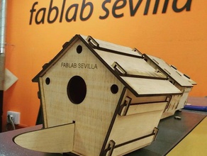 pajaritos house household bird birdhouse children cut do your self laser lasercut natural without glue 3d print model - Mito3D