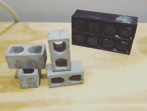 4 miniature cinder block mold buildings structures architecture cinderblock 3d print model - Mito3D