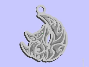 wolf moon keychain keychains 3d print model - Mito3D