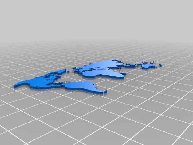 mon personnalisés 3 imprimable de la carte du monde à l'exclusion l'antarctique d'autres 3D print model - Mito3D