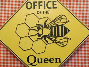 office queen bee Schild Imker Zeichen logos 3d print model - Mito3D