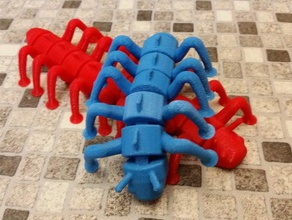 caterpillar centipede animals decor decoration flex flexible joint movable moving toy twist worm 3d print model - Mito3D