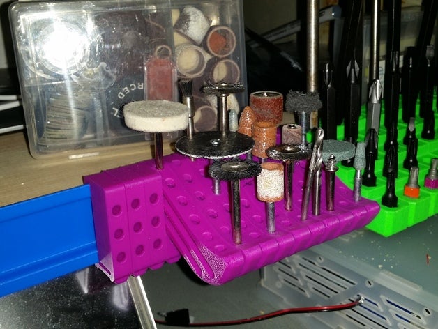 dremel bit din rail holder organization 3D print model - Mito3D