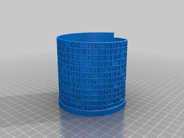 declaration independence text tower cup math art customized 3D print model - Mito3D