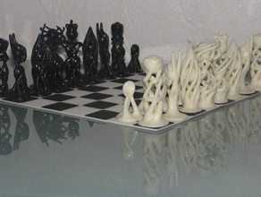 thicker version zeycusabstract chess set 3d print model - Mito3D