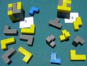 sete pedaço de cubo quebra-cabeças openscad 3d print model - Mito3D