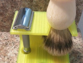 razor shaving brush holder bathroom blade stand 3d print model - Mito3D