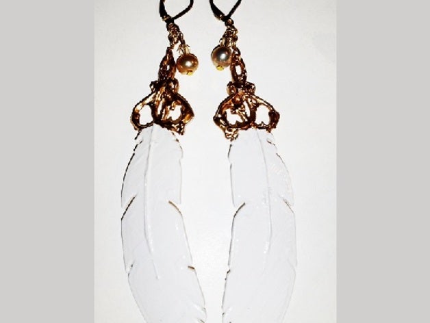feather filigree earrings 3D print model - Mito3D