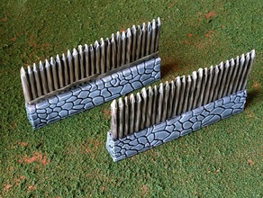 fantezi viking palisade oyuncak oyun aksesuarlar 28 mm çit frostgrave lord rings miniature miniatures mordheim obstacle wall wargame wargames wargaming warhammer warmachine warmahordes 3d print model - Mito3D