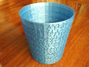 text cuptrash can math art coffee cup mug container household pi openscad day spiral trashcan 3d print model - Mito3D