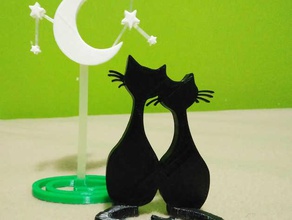 les chats à la recherche de lune sculptures 3d print model - Mito3D