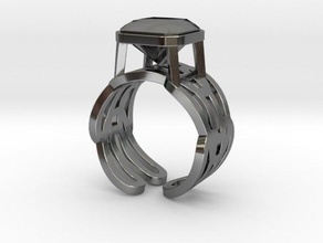 brunnian link curve ring 1753mm radiant gem rings 3d print model - Mito3D