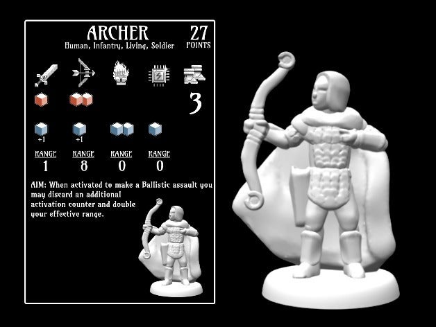 arciere 18mm scale toys games 28mm boardgame boardgames dnd fantasy fighter figurine gaming medieval miniature miniatures model pathfinder rpg soldier tabletop wargame wargames wargaming warrior wayfarer tattiche 3D print model - Mito3D