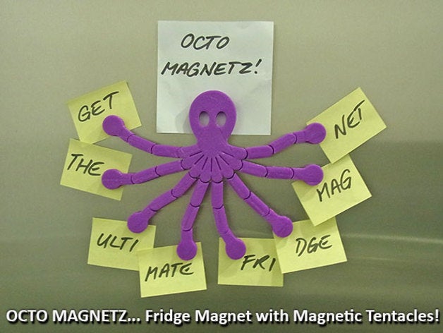 octo magnetz ultimate fridge magnet organization animal display freezer fridge-magnet fun handy holder home household kitchen magnetic magnets mother mothers day moving parts note notes novelty octo-magnetz octopus office one piece print organisation photo photos practical print-in-place place refrigerator sd card solution tidy unique useful 3D print model - Mito3D