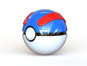 grande palla completamente funzionale pokeball pulsante cerniera puntelli 3d print model - Mito3D
