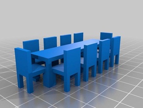 dining table 1piece model furniture 3d floorplans printable architectural architecture room dollhouse easy print free household mini miniature miniatures simple stl toy virtual reality 3d print model - Mito3D