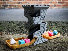brick dice tower fold-up wooden drawbridges gaming wargaming 3d print model - Mito3D