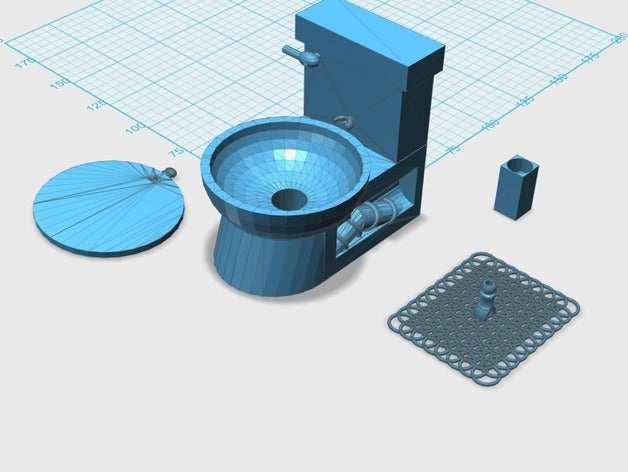 working toilet bathroom 3D print model - Mito3D