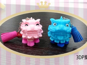 okinawa shisa anel de chave a moda animais china chinês leão chaveiro knick-knack brinquedo 3d print model - Mito3D