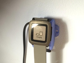 pebble time Wand-Ladestation montieren gadgets Kabel kostenlos Ladegerät montiert pebble-Uhr rack smart watch smartwatch 3d print model - Mito3D