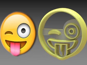 emoji whatsapp cookie cutter signs logos smiley tongue 3d print model - Mito3D