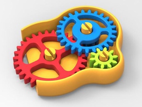 gear trio version 3 mechanical toys fidget gears inertia keychain 3d print model - Mito3D